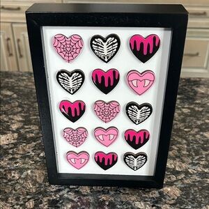 ASHLAND PINK & BLACK HEART DISPLAY SWEET AND SPOOKY TABLETOP DECOR NWT